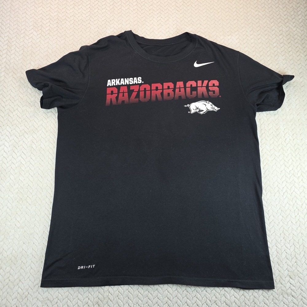 Nike Arkansas Razorbacks Dri-FIT Black Graphic T-Shirt Mens Large NCAA